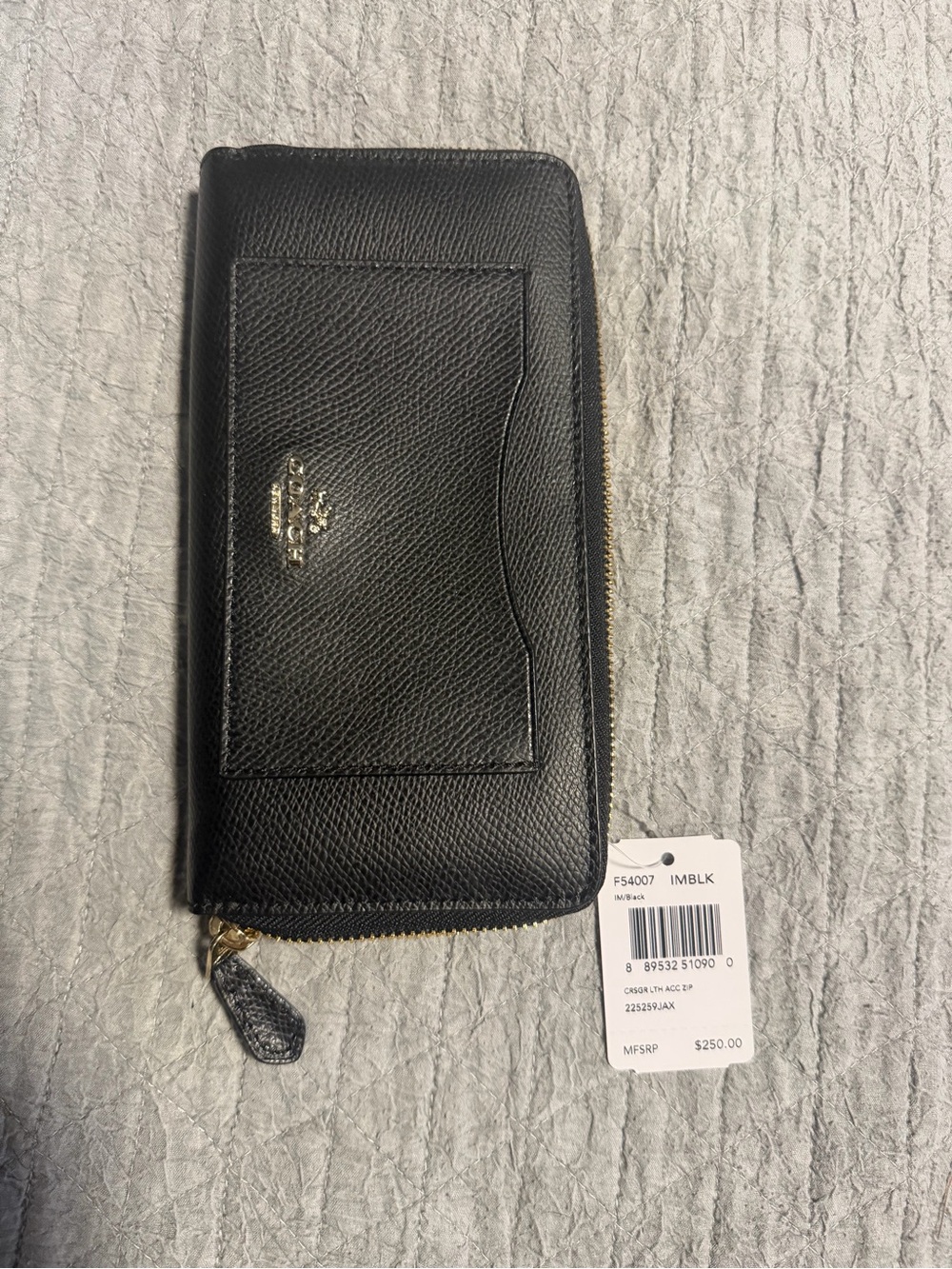 Coach Black Accordion Zip Wallet